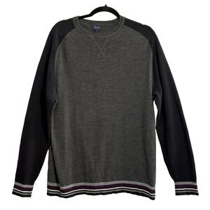 GOOD MAN Brand Men Merino Wool Pullover Long Sleeve Sweater Sz XL Gray 4-6
